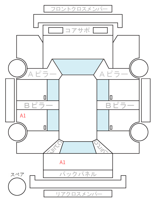 Body condition diagram (damage marks, Japanese labels)