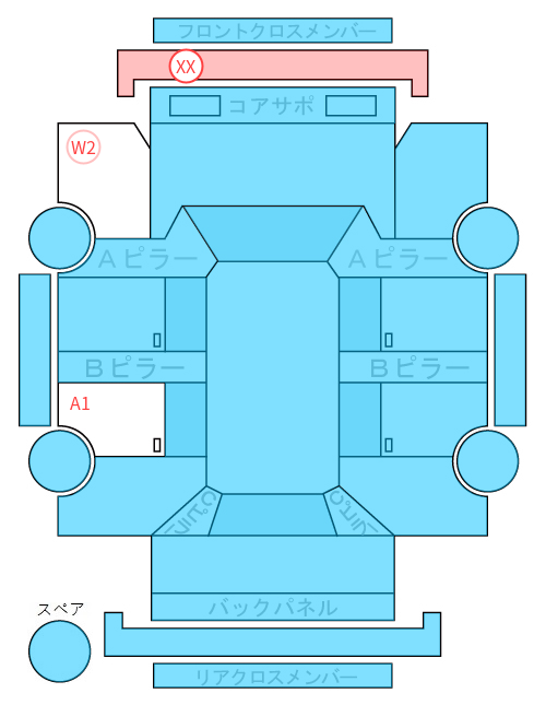 Body condition diagram (damage marks, Japanese labels)