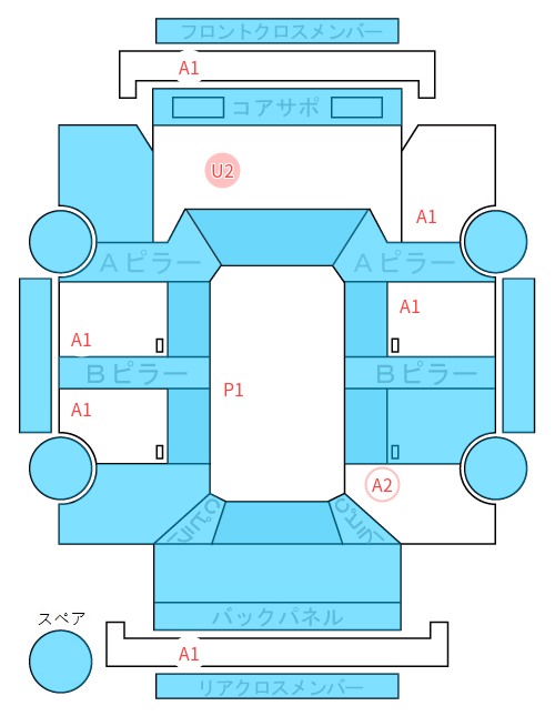 Body condition diagram (damage marks, Japanese labels)