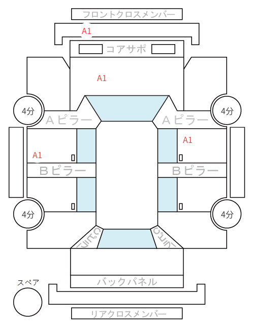 Body condition diagram (damage marks, Japanese labels)