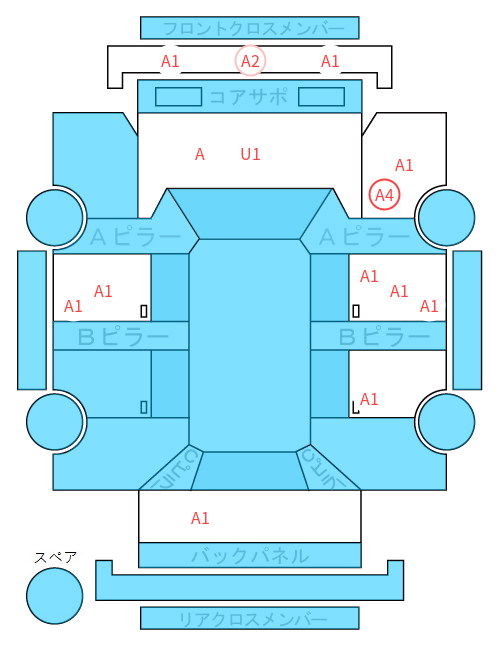 Body condition diagram (damage marks, Japanese labels)