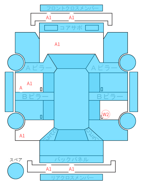 Body condition diagram (damage marks, Japanese labels)