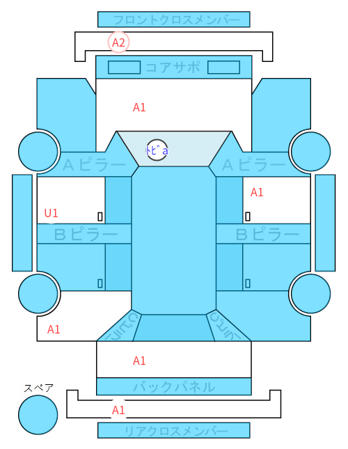 Body condition diagram (damage marks, Japanese labels)