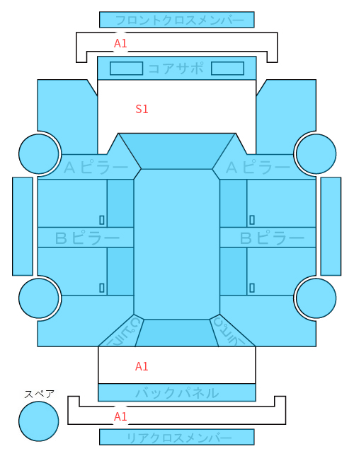 Body condition diagram (damage marks, Japanese labels)