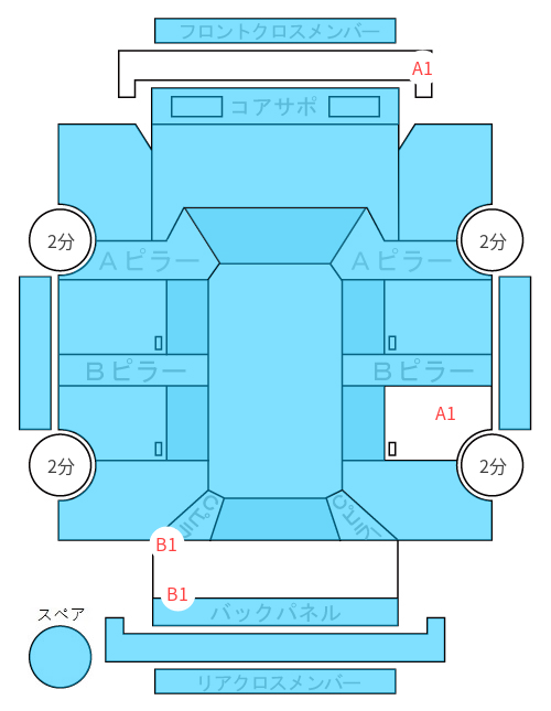 Body condition diagram (damage marks, Japanese labels)