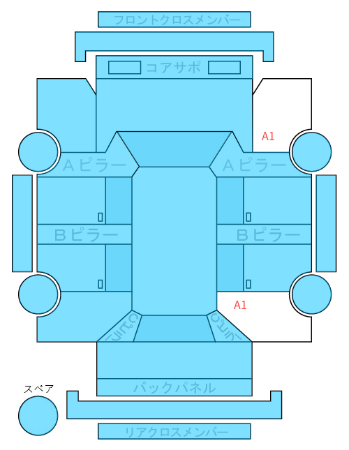 Body condition diagram (damage marks, Japanese labels)