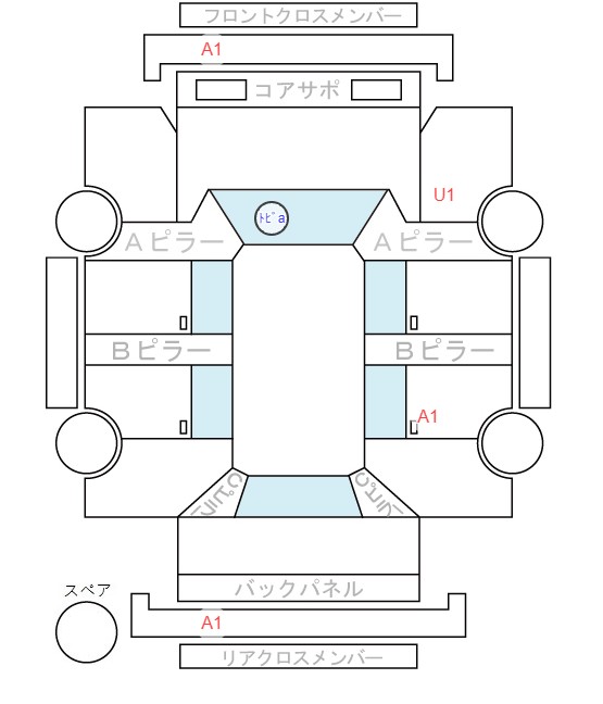 Body condition diagram (damage marks, Japanese labels)