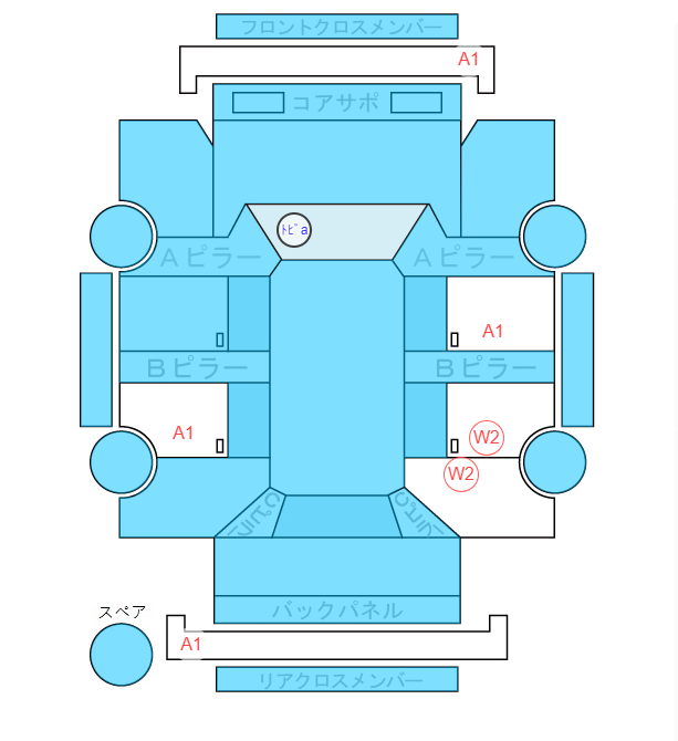 Body condition diagram (damage marks, Japanese labels)