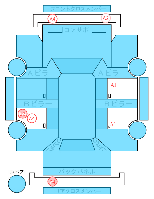 Body condition diagram (damage marks, Japanese labels)