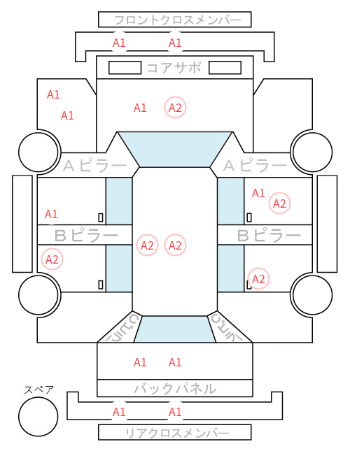 Body condition diagram (damage marks, Japanese labels)