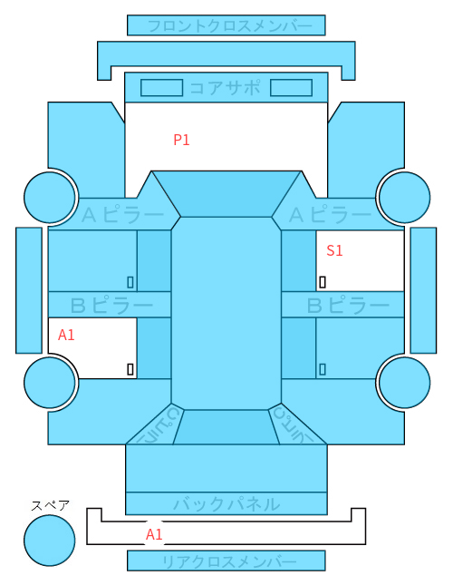 Body condition diagram (damage marks, Japanese labels)