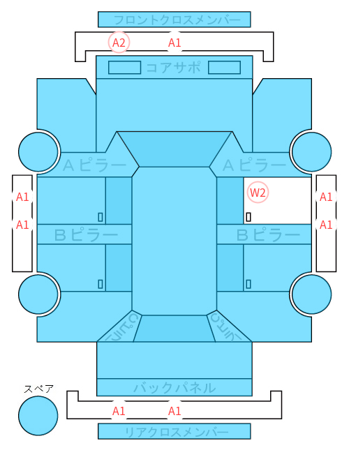 Body condition diagram (damage marks, Japanese labels)