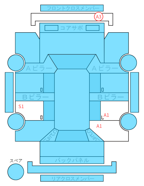 Body condition diagram (damage marks, Japanese labels)