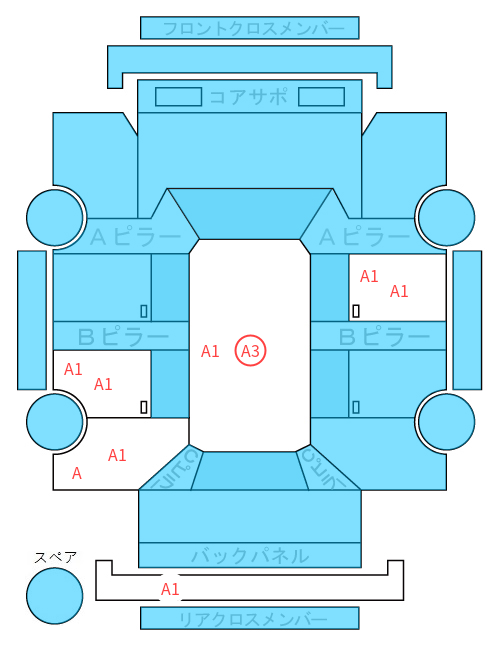 Body condition diagram (damage marks, Japanese labels)