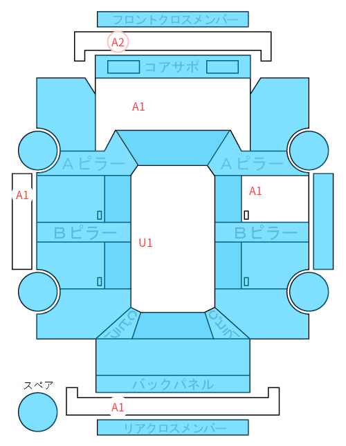 Body condition diagram (damage marks, Japanese labels)