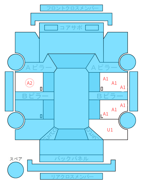 Body condition diagram (damage marks, Japanese labels)