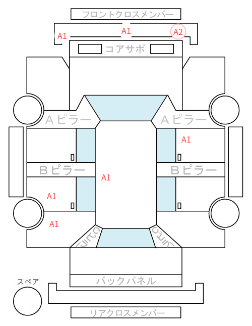 Body condition diagram (damage marks, Japanese labels)