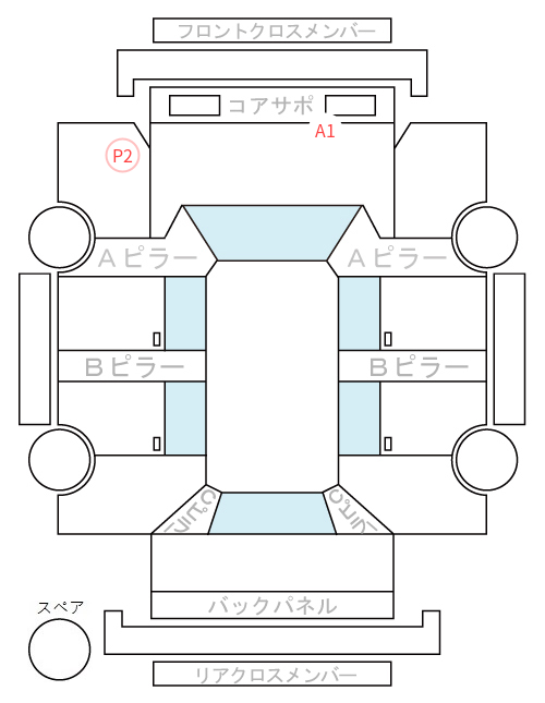 Body condition diagram (damage marks, Japanese labels)