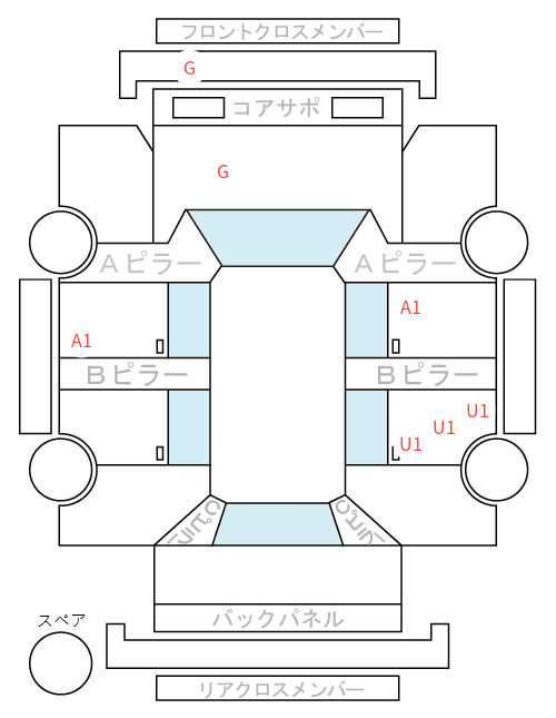 Body condition diagram (damage marks, Japanese labels)