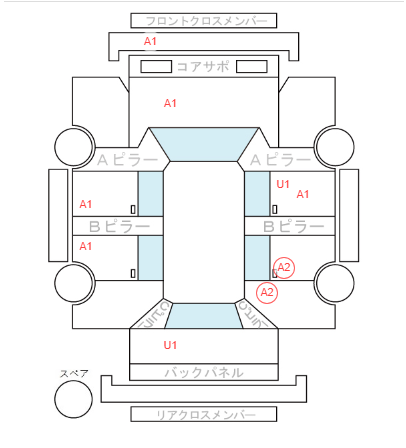Body condition diagram (damage marks, Japanese labels)