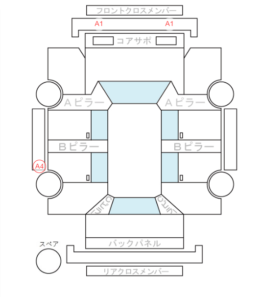 Body condition diagram (damage marks, Japanese labels)