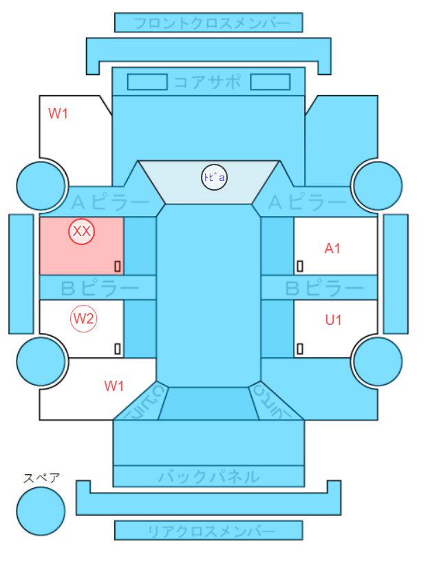 Body condition diagram (damage marks, Japanese labels)