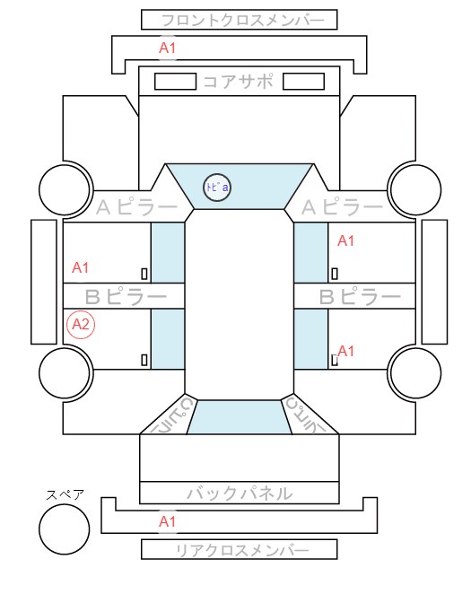 Body condition diagram (damage marks, Japanese labels)