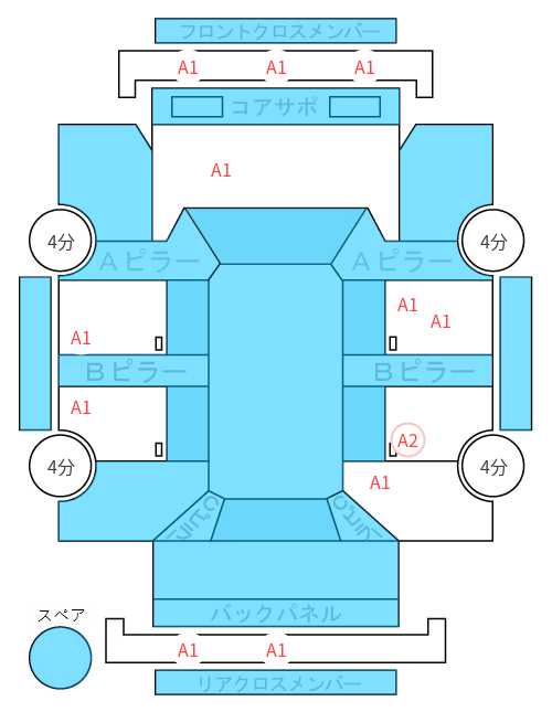 Body condition diagram (damage marks, Japanese labels)