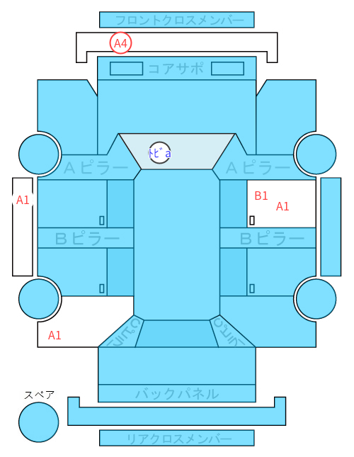 Body condition diagram (damage marks, Japanese labels)
