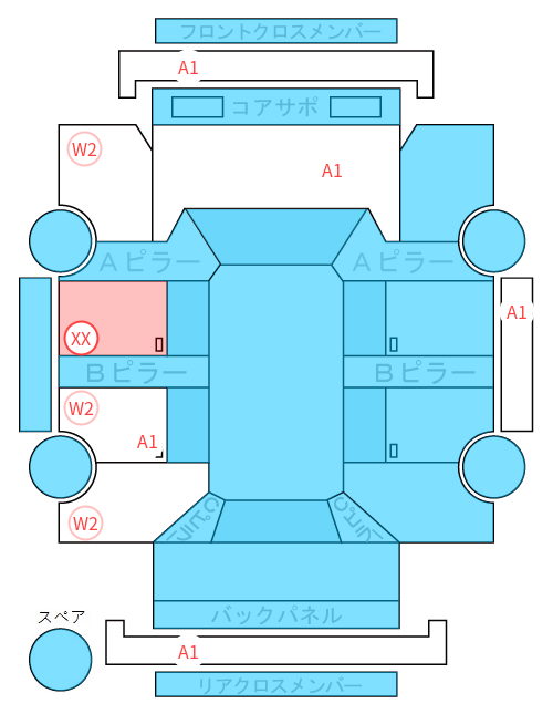 Body condition diagram (damage marks, Japanese labels)