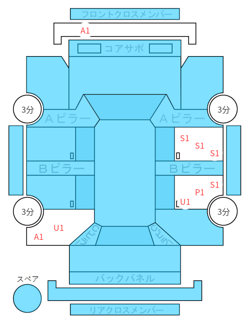 Body condition diagram (damage marks, Japanese labels)