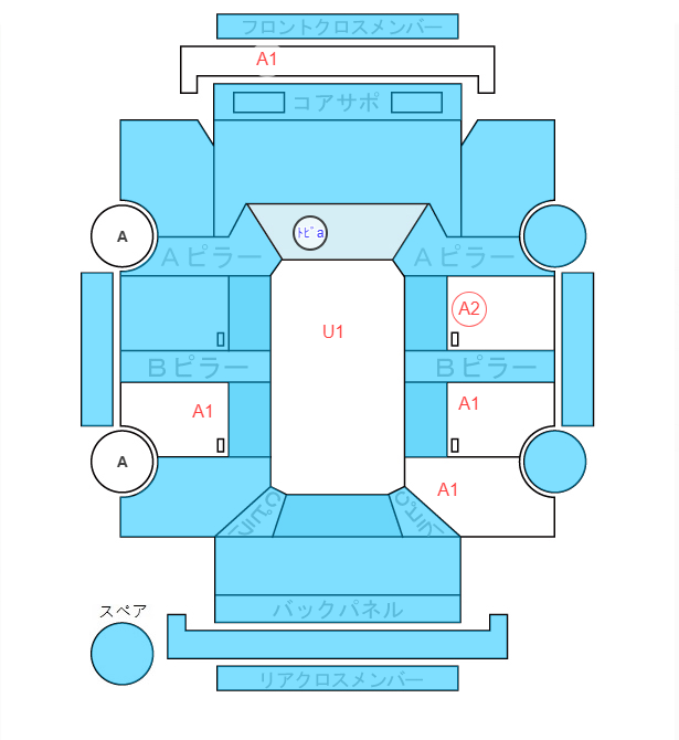 Body condition diagram (damage marks, Japanese labels)