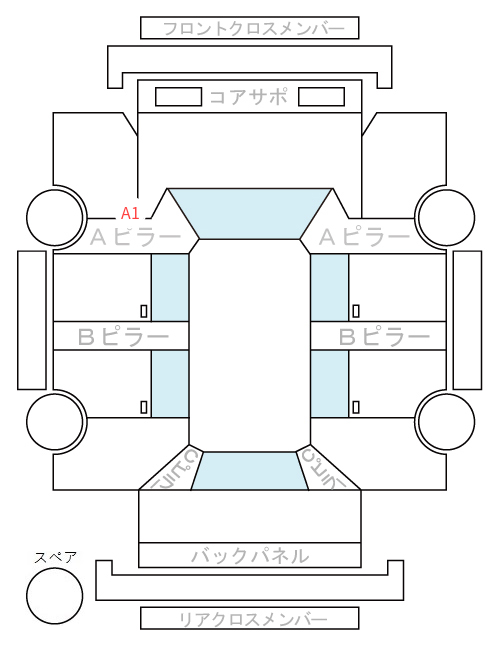 Body condition diagram (damage marks, Japanese labels)