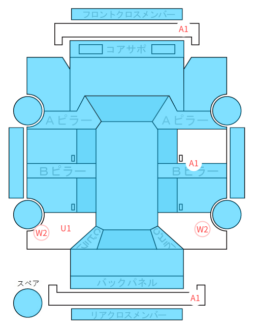 Body condition diagram (damage marks, Japanese labels)