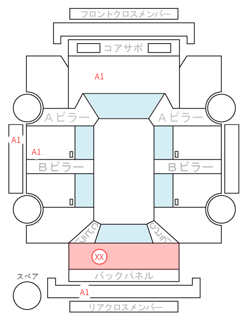 Body condition diagram (damage marks, Japanese labels)
