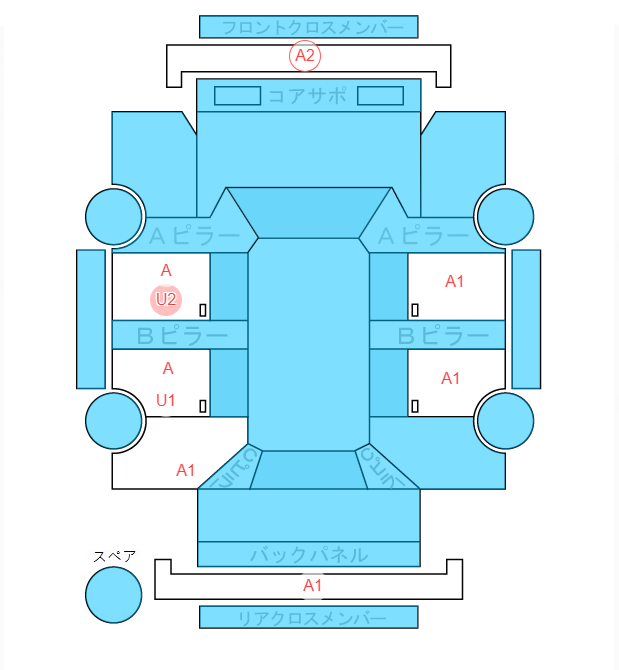 Body condition diagram (damage marks, Japanese labels)