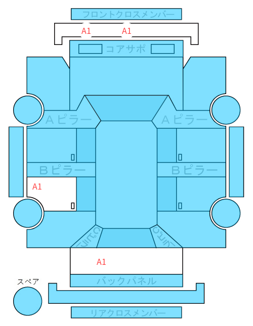 Body condition diagram (damage marks, Japanese labels)