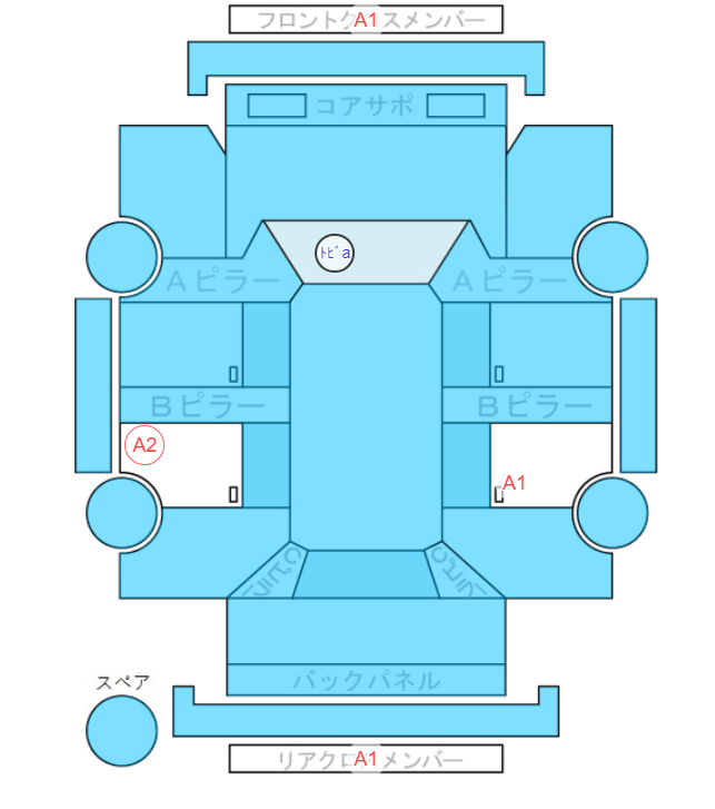 Body condition diagram (damage marks, Japanese labels)