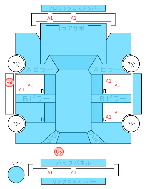 Body condition diagram (damage marks, Japanese labels)