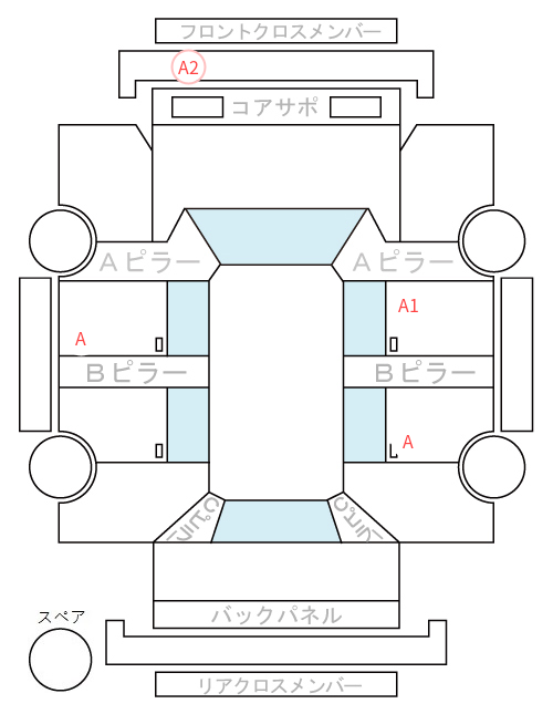 Body condition diagram (damage marks, Japanese labels)