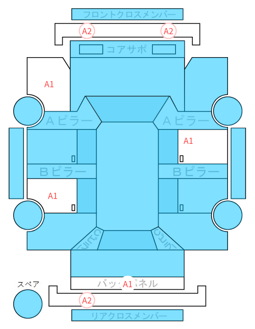 Body condition diagram (damage marks, Japanese labels)