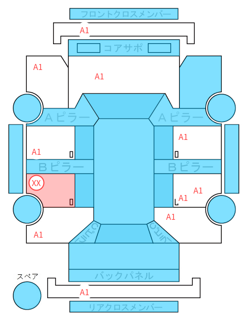 Body condition diagram (damage marks, Japanese labels)