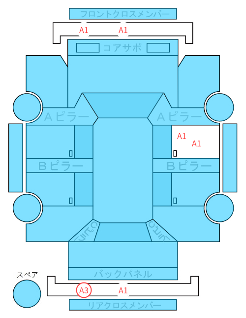 Body condition diagram (damage marks, Japanese labels)
