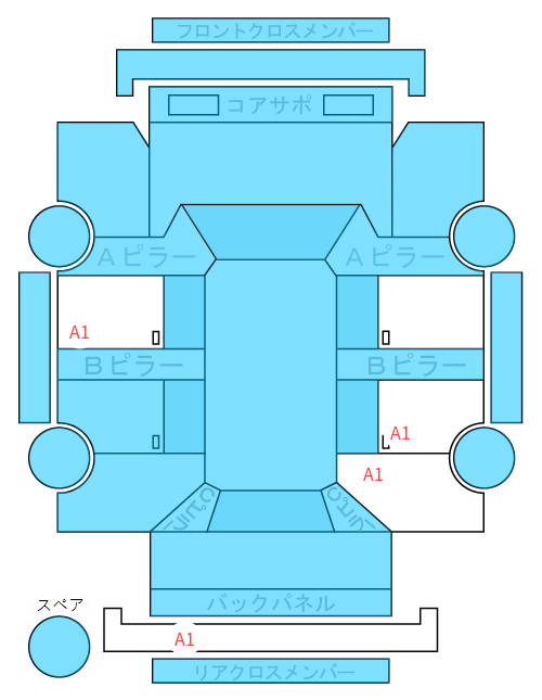 Body condition diagram (damage marks, Japanese labels)
