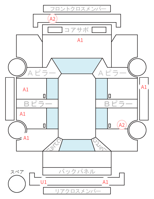Body condition diagram (damage marks, Japanese labels)
