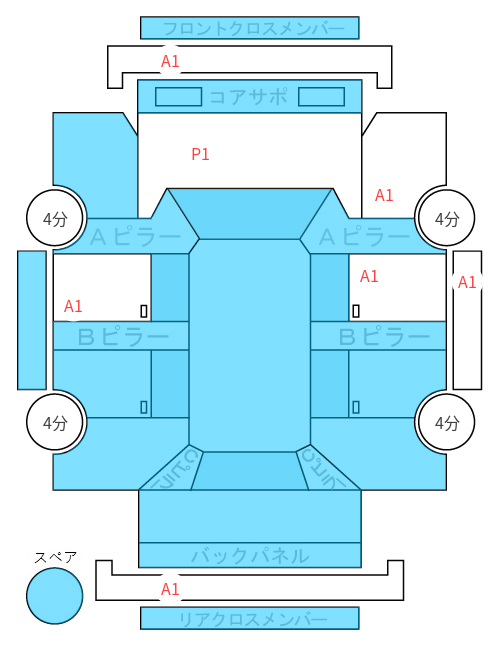 Body condition diagram (damage marks, Japanese labels)