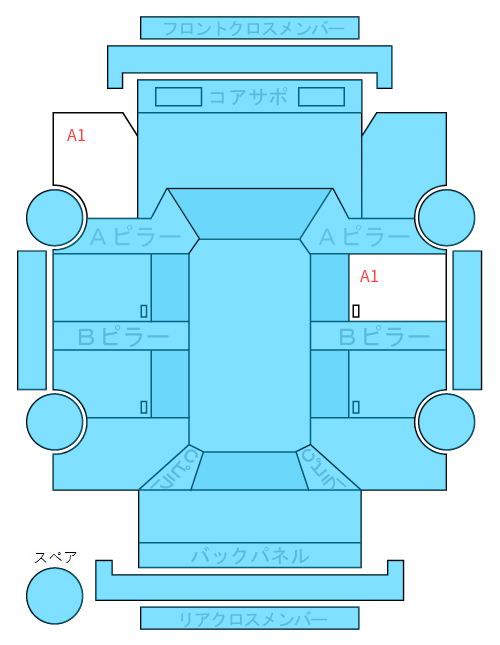 Body condition diagram (damage marks, Japanese labels)