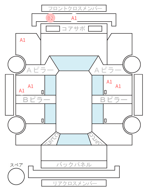 Body condition diagram (damage marks, Japanese labels)