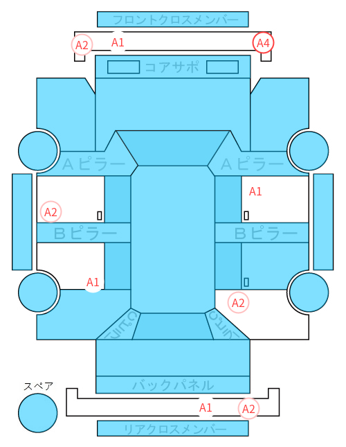 Body condition diagram (damage marks, Japanese labels)