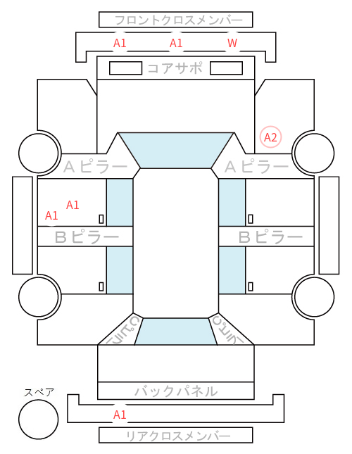 Body condition diagram (damage marks, Japanese labels)